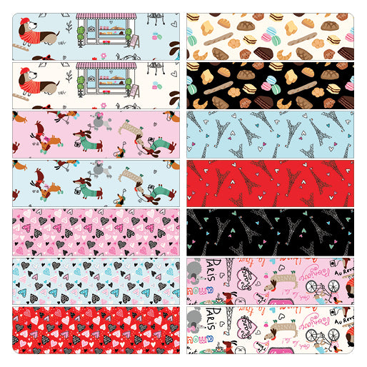Parisian Pups 2.5" Jelly Roll Strips By Benartex
