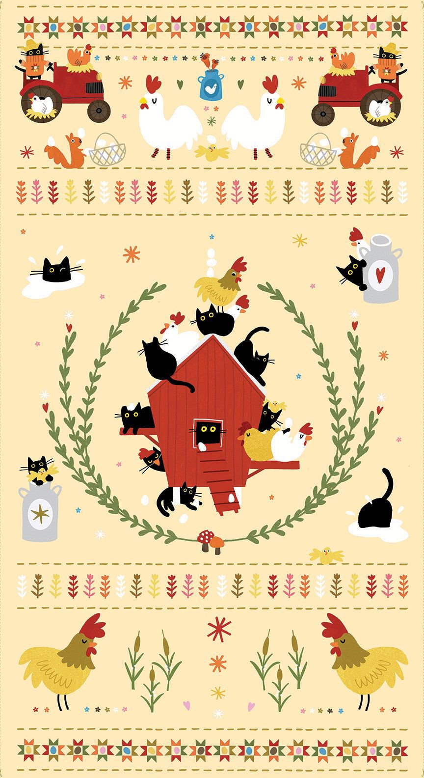 Leezaworks Bok Bok Meow Lemon 24" Panel