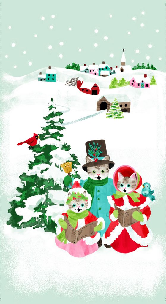Catmas Carols 24"Panel Pammie Jane Dear Stella PSTELLA-DPJ3554 MULTI