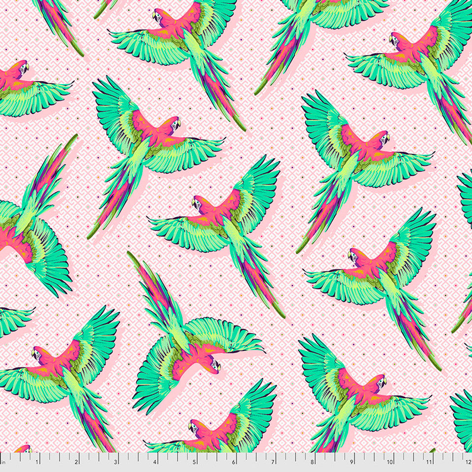 MACAW YA LATER DAY DREAMER DRAGONFRUIT TULA PINK FREESPIRIT PWTP.170.DRAGONFRUIT HALF YARD