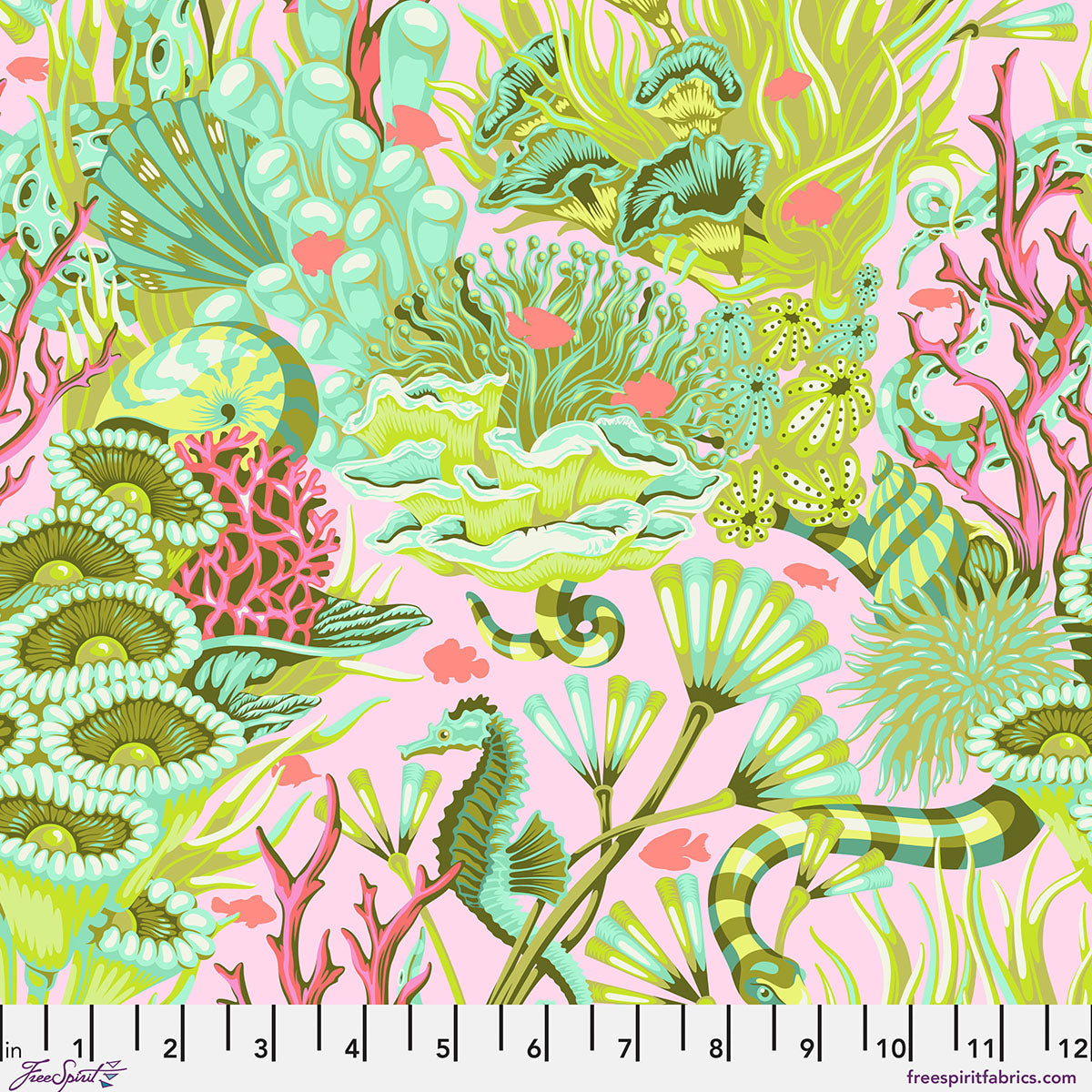 Floral Reef Reef What You Sew Coralline Tula Pink PWTP264.CORALLINE By the Half Yard