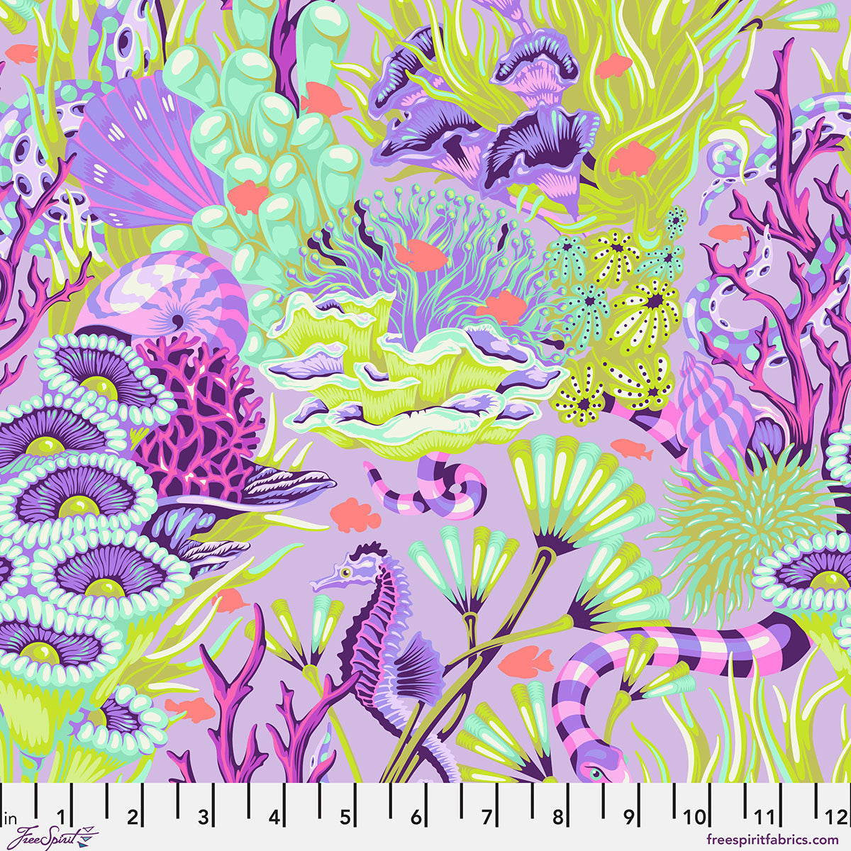 Floral Reef Reef What You Sew Ultraviolet Tula Pink PWTP264.ULTRAVIOLET By the Half Yard
