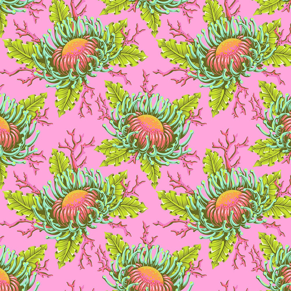 Floral Reef Friends and Anemones Coralline Tula Pink PWTP265.CORALLINE By the Half Yard