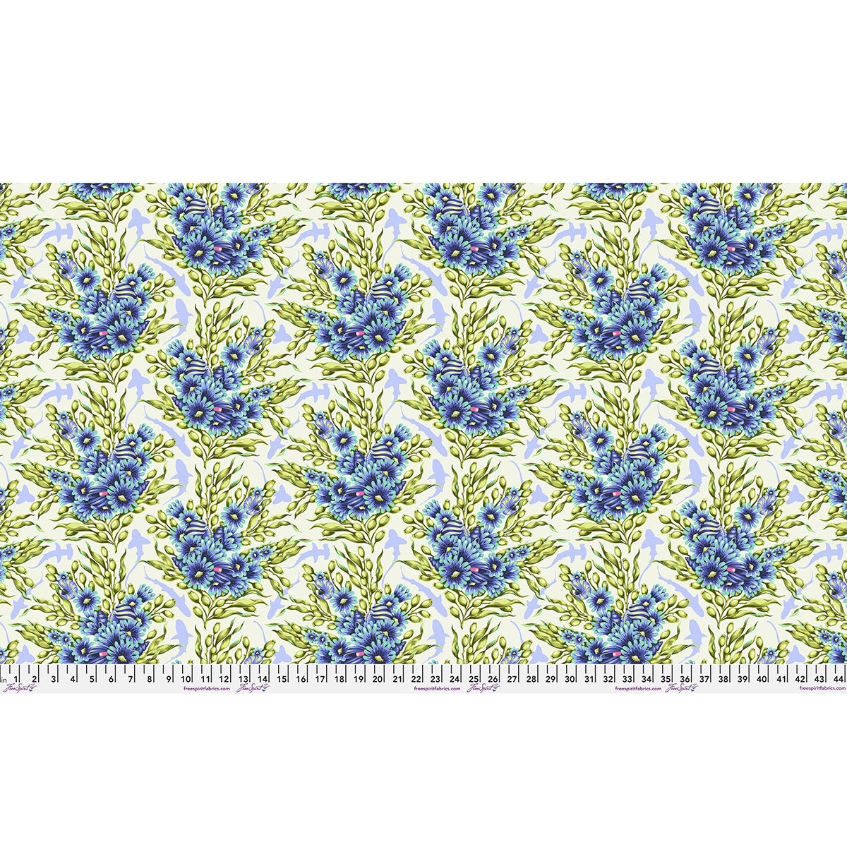Floral Reef Shadow Sharks Marine Tula Pink PWTP267.Marine By the Half Yard