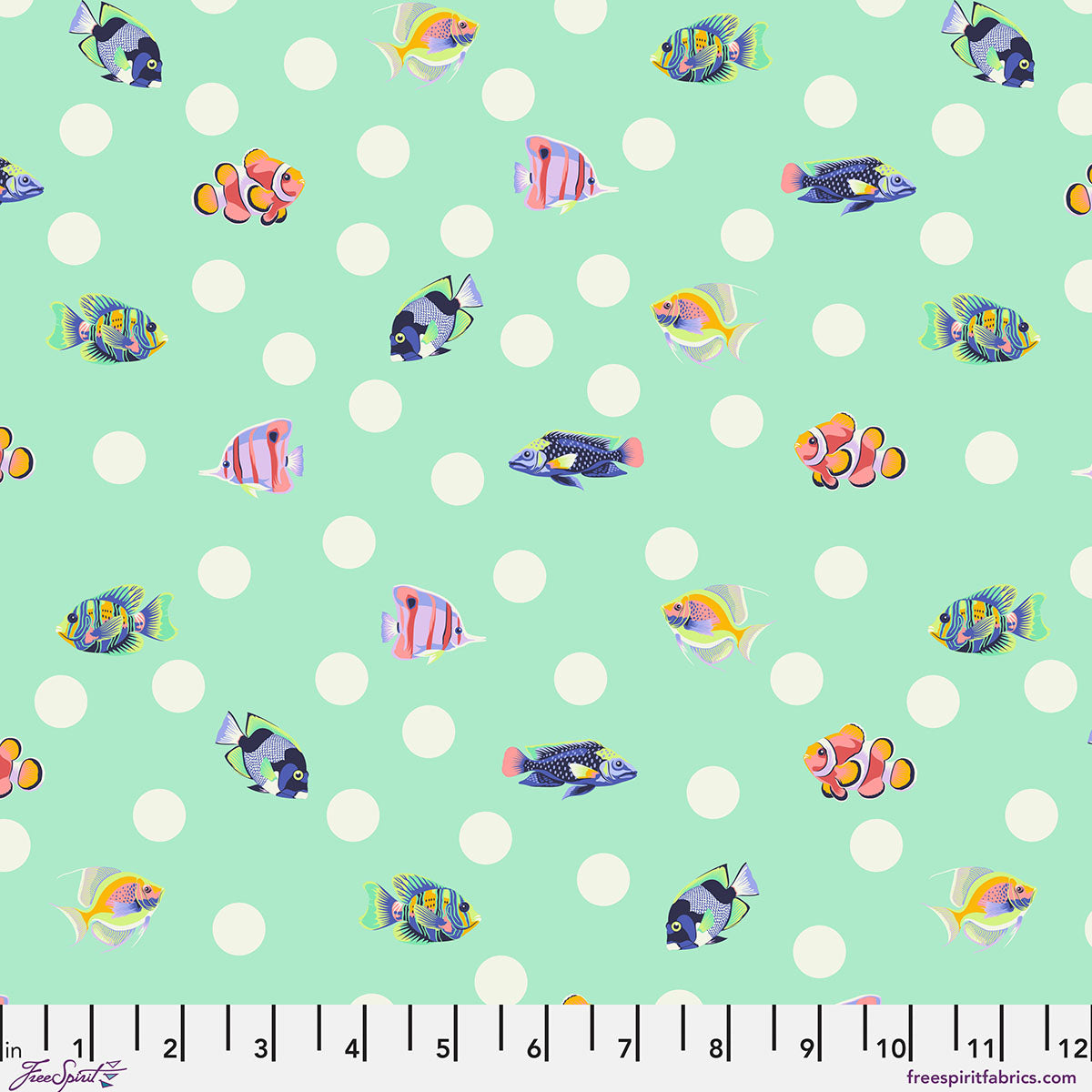 Floral Reef School Crossing Seafoam Tula Pink PWTP268.SEAFOAM By the Half Yard