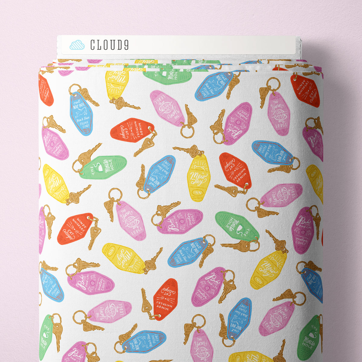 Poolside Purrfection 229219 Retro Meowtel Multi Krissy Mast Cloud9 Half Yard