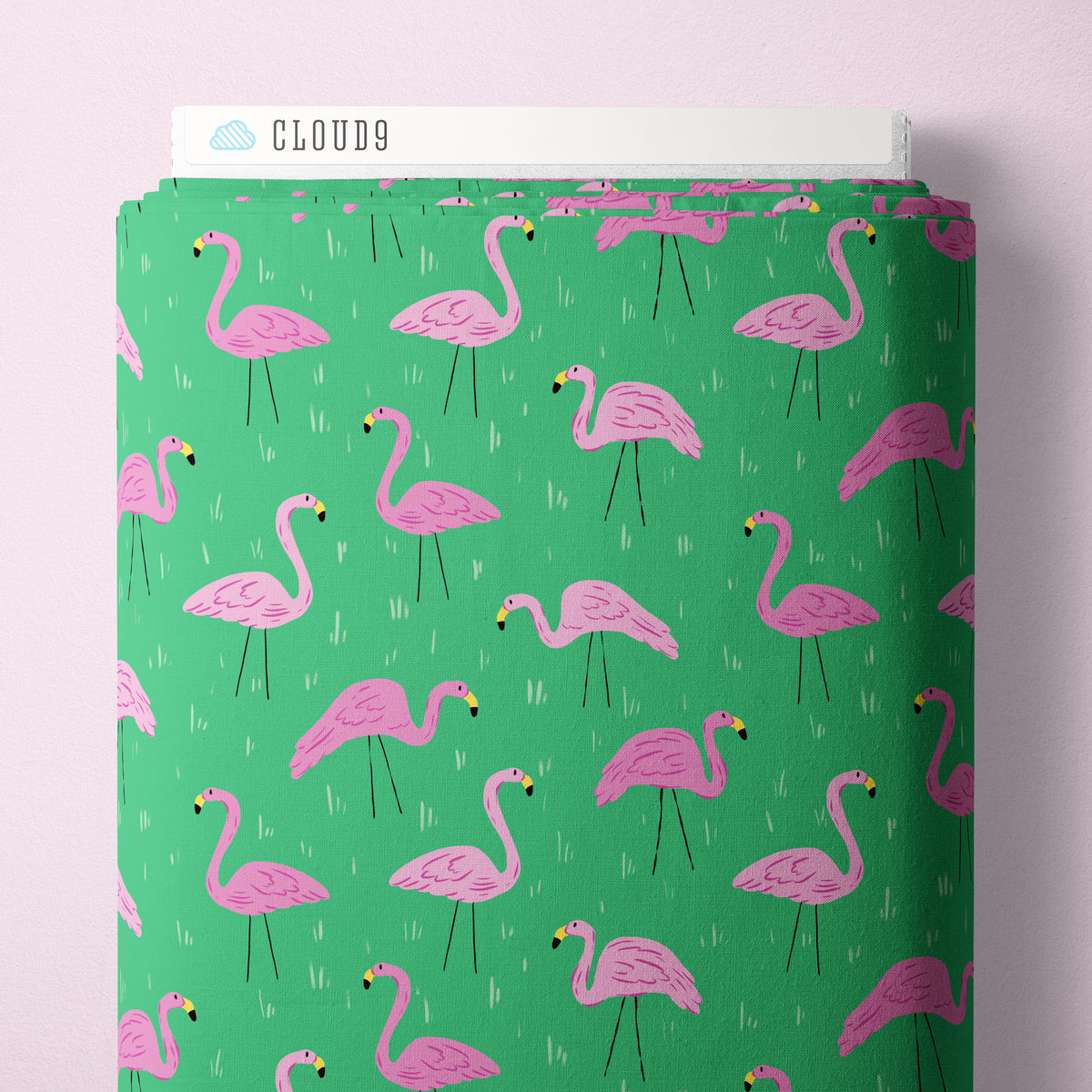 Poolside Purrfection 229220 Let's Flamingle Green Krissy Mast Cloud9 Half Yard
