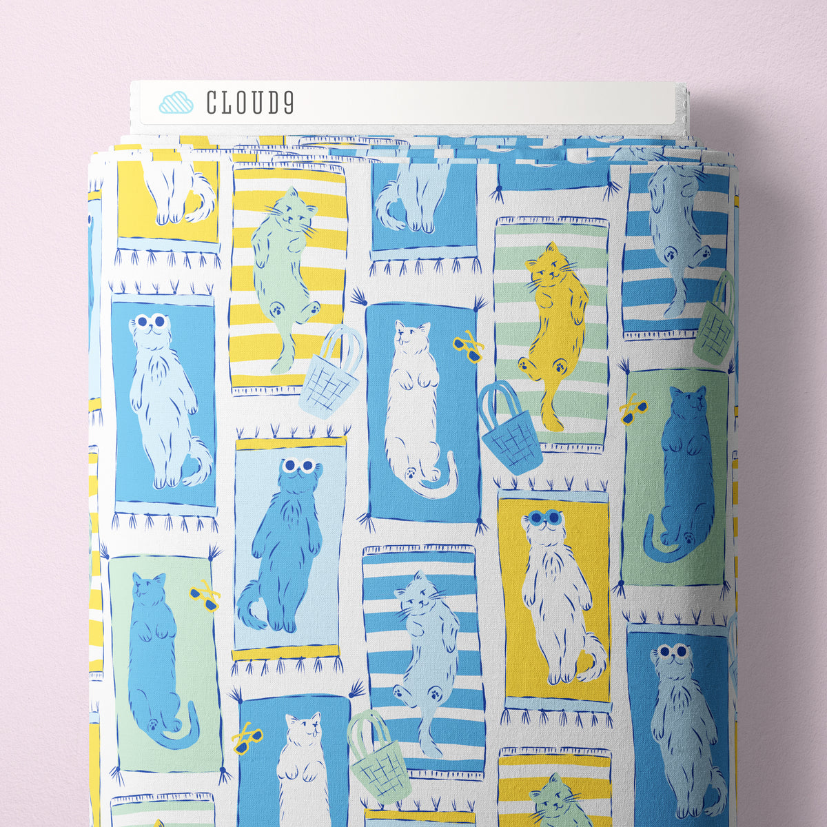 Poolside Purrfection 229217 Cabana Catnaps Multi Krissy Mast Cloud9 Half Yard