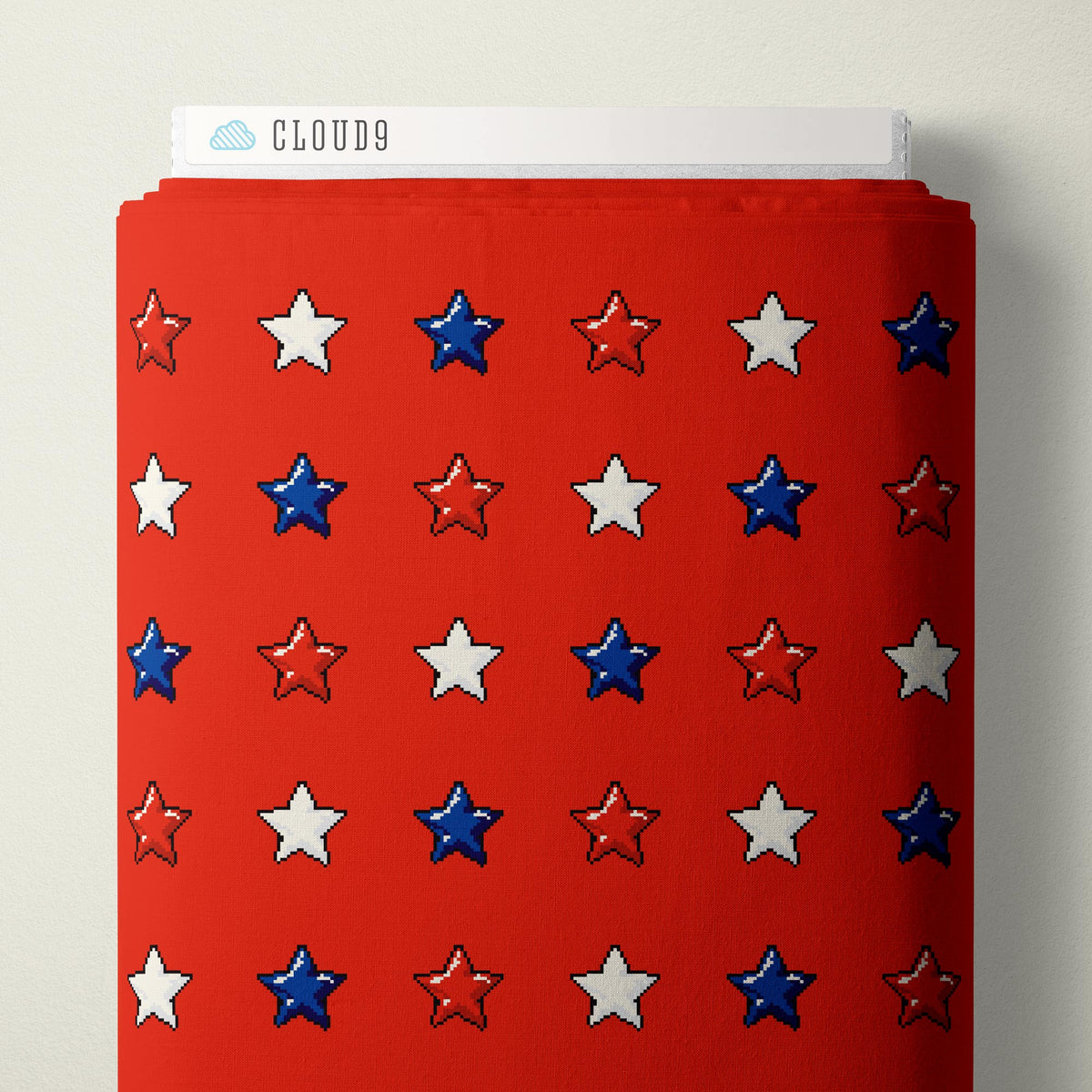 Pop Stars 228797 8-Bit Stars Red Cloud9 Half Yard