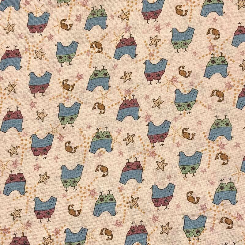 Summer Holiday Swimming Chickens Orange Lynette Anderson RJR Fabrics RJR 3202-1 By the Half Yard