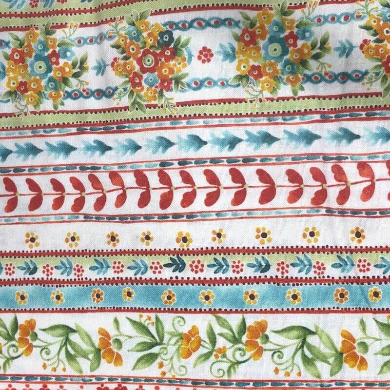 BORDEAUX ROSE  FLORAL STRIPE  RJR FABRICS MULTI RJR3084/1 HALF YARD