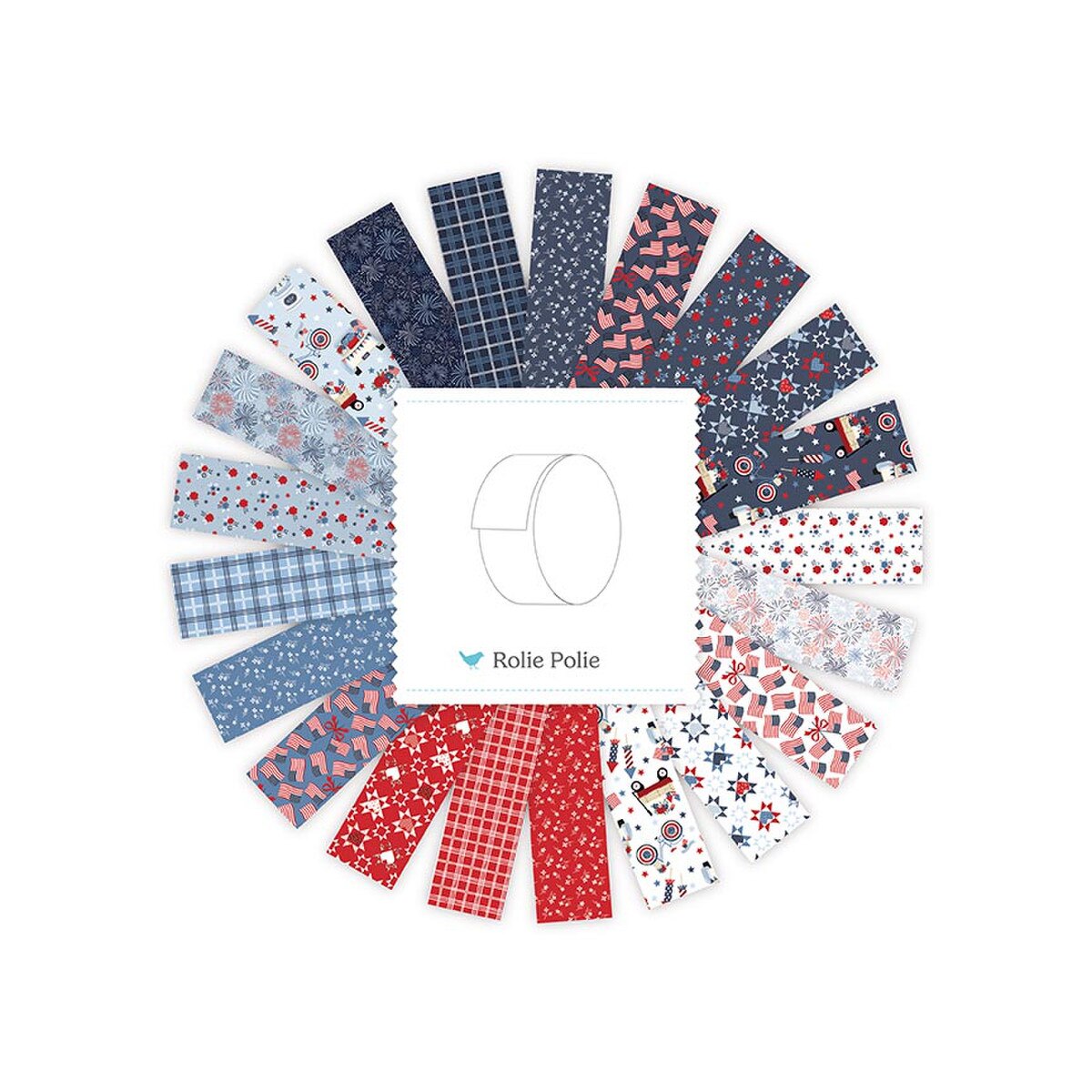 Hooray for the USA 2.5" Rolie Polie 40 Pcs Dani Mogstad Riley Blake Designs RP­-18690­-40