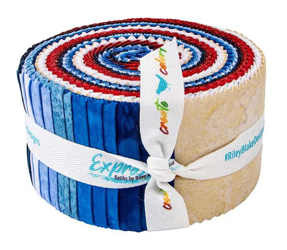 Batiks Hand-Dyes Freedom Flair 2.5" Rolie Polie Jelly roll RP-21008-40 Riley Blake