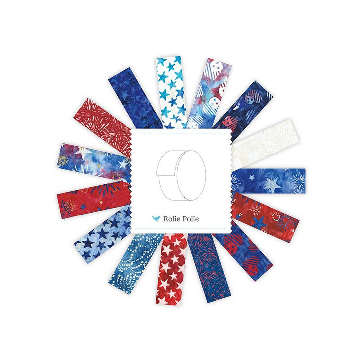 Batiks Spark of Celebration Liberty RP-­BT23916A­-40 2.5" Rolie Polie Riley Blake