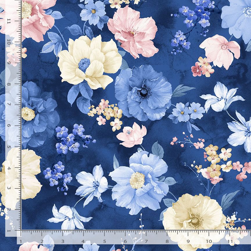 Sapphire SAPPHIRE-CD4662 INDIGO Asian Floral Chong-a Hwang Timeless Treasures Half Yard