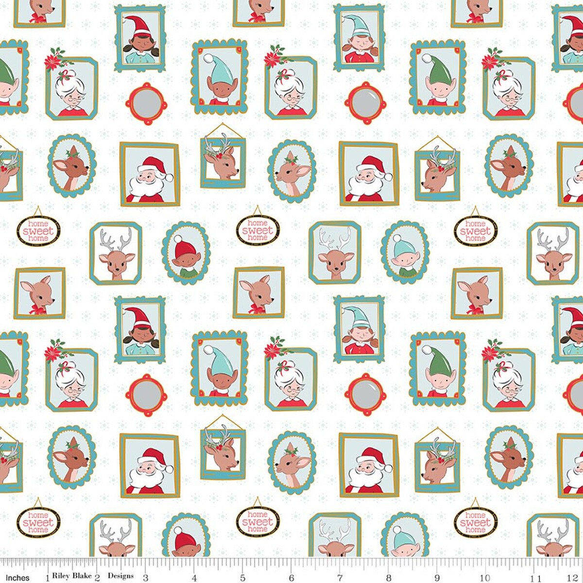 8 Fat Quarter Bundle Claus & Co WHITE Riley Blake 65M
