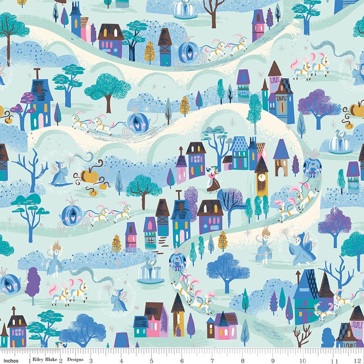 Wishes SC18072­-BLEACHEDDENIM Moonlight Sparkle Jill Howarth Riley Blake Half Yard