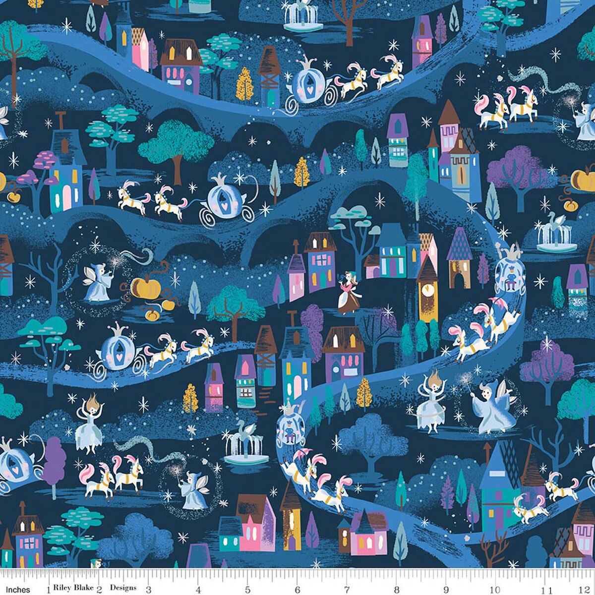 Wishes SC18072­-BLUEBERRY Moonlight Sparkle Jill Howarth Riley Blake Half Yard