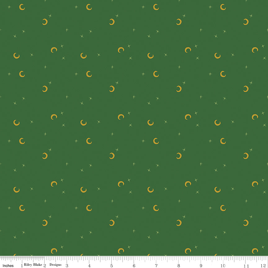 Cobweb Cottage Moon and Stars SC19086-PICKLE Pickle Sparkle Riley Blake Half Yard