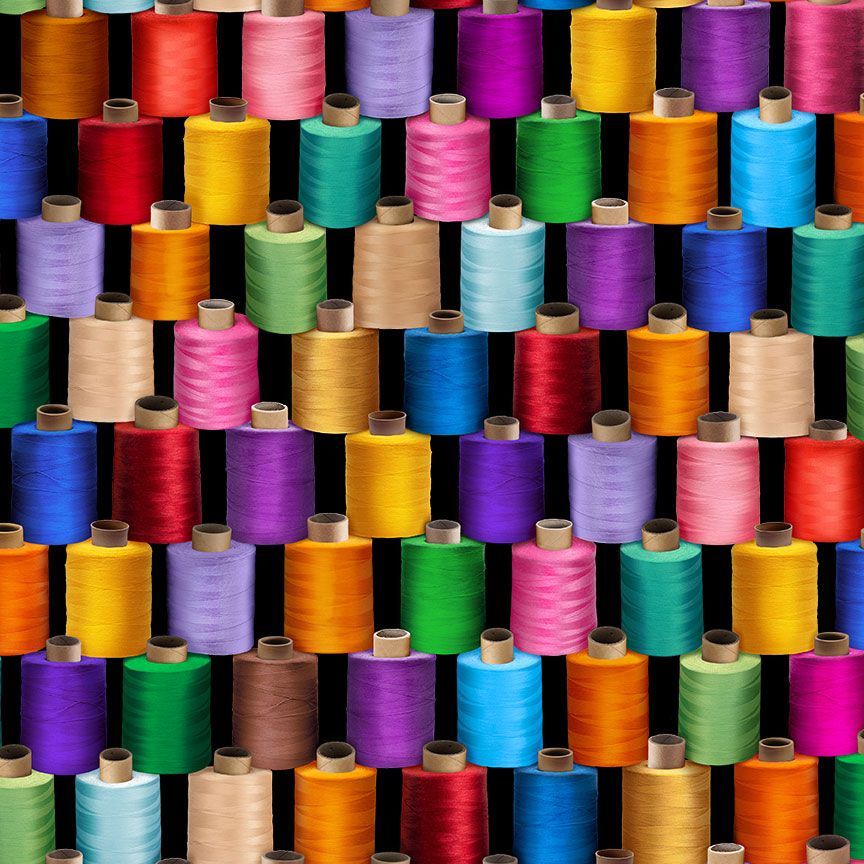 Thread Spools SEW-CD4324 Timeless Treasures Half Yard