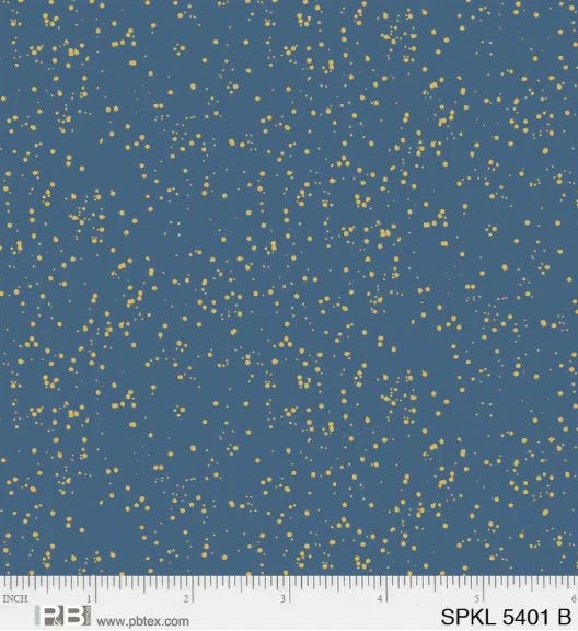 Sparkle Sparkly Basic Blue Gold Metallic Dots SPKL05401B Jennifer Ellory P&B Half Yard
