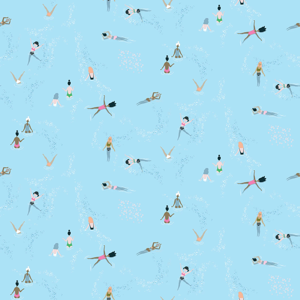 AZURE PINEAPPLE CRUSH SWIMMING DEAR STELLA ST-D3043AZURE HALF YARD