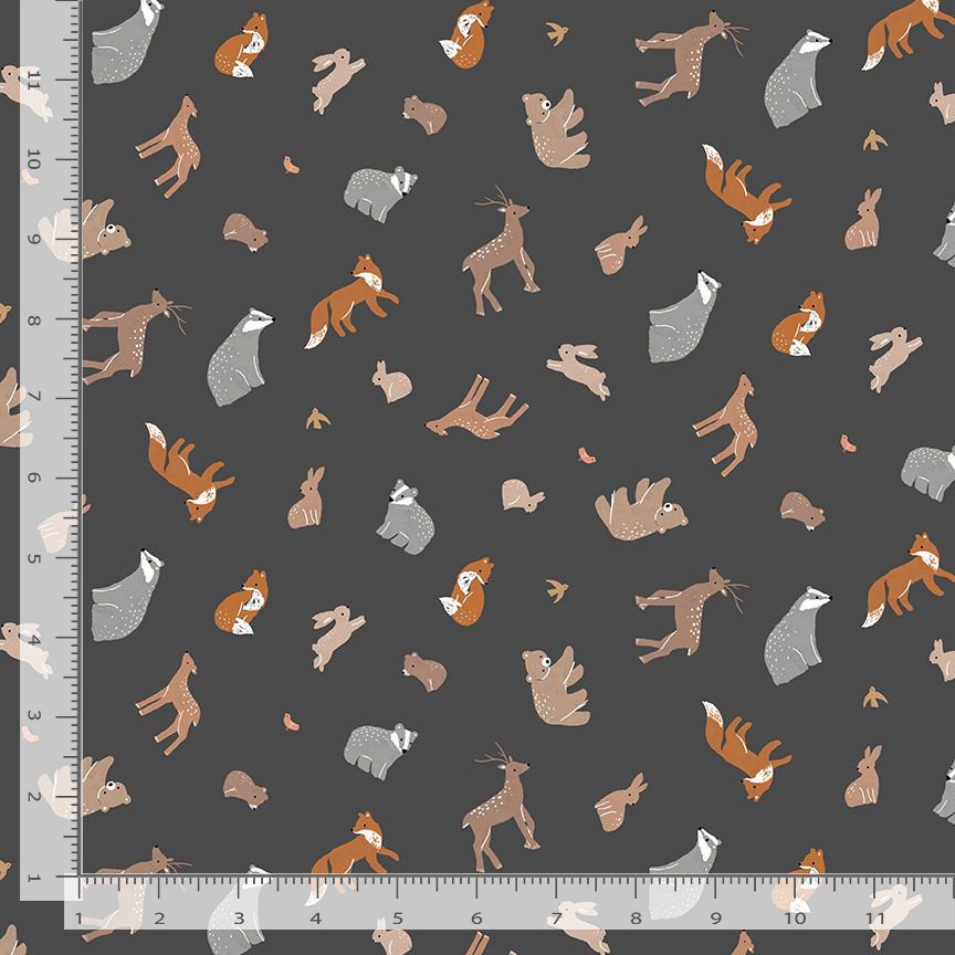 Timber & Tail STELLA-D3850 CHARCOAL Forest Play Dear Stella Half Yard