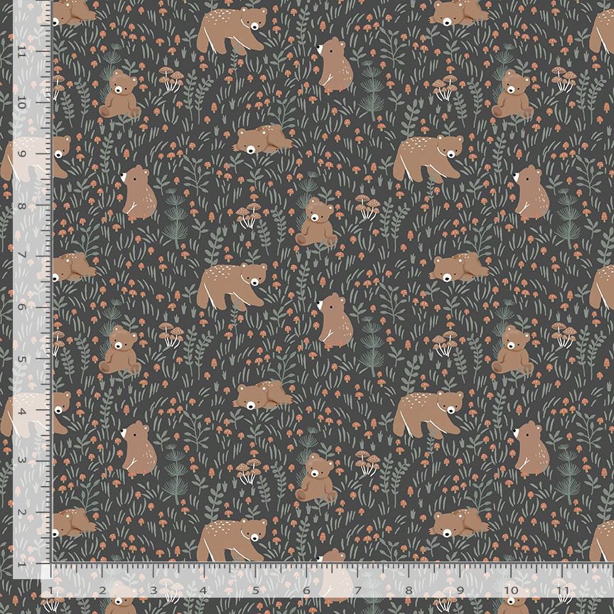 Timber & Tail STELLA-D3859 CHARCOAL Bear with Me Dear Stella Half Yard