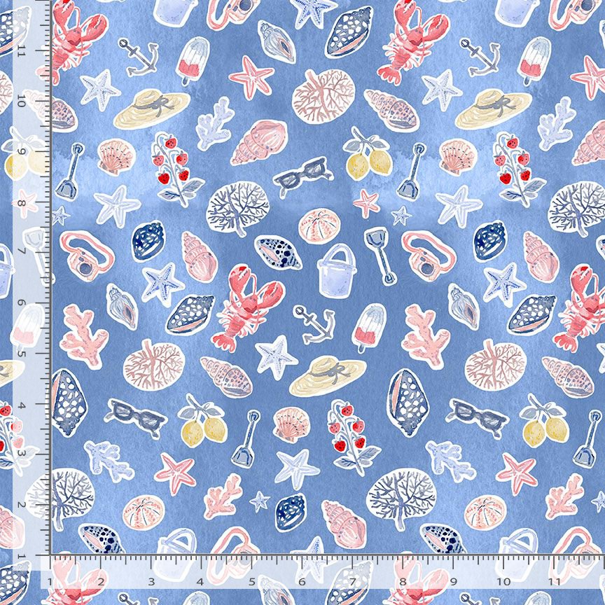 Soak Up The Sun STELLA-DCJ3876 SAPPHIRE Beach Day Dear Stella Half Yard