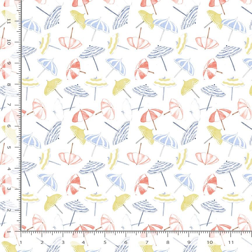 Soak Up The Sun STELLA-DCJ3878 WHITE Wind Tossed Umbrella Dear Stella Half Yard