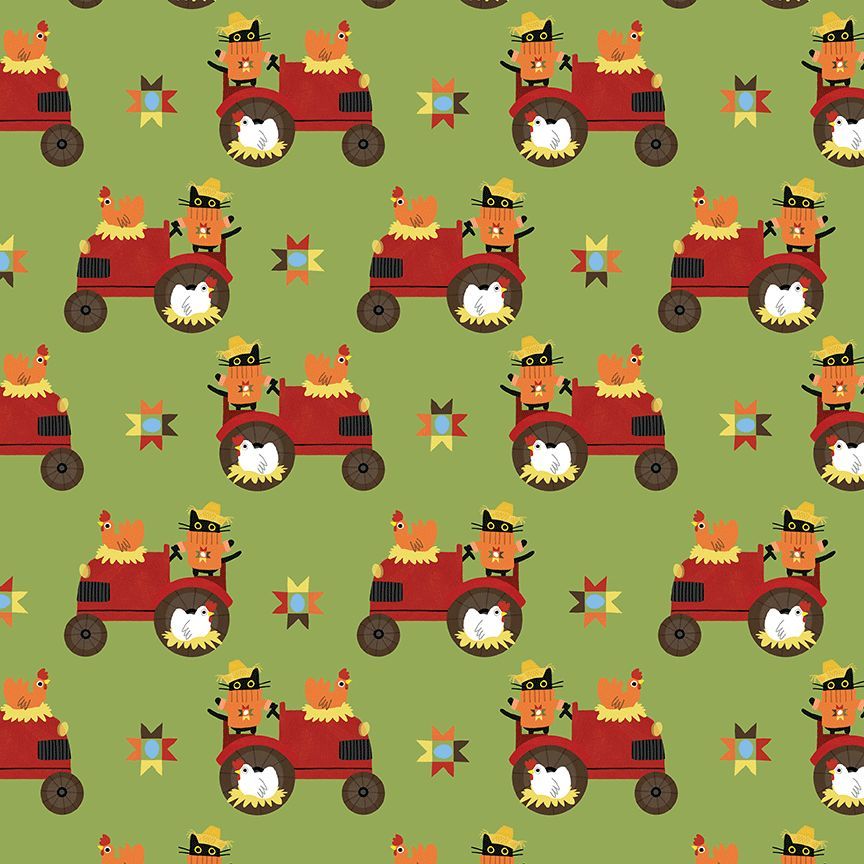 Bok Bok Meow STELLA-DLW3694 FERN Bok Bok Meow Leezaworks Dear Stella Half Yard