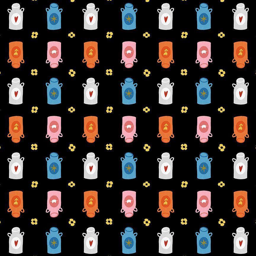 Bok Bok Meow STELLA-DLW3703 JET Feel the Churn Leezaworks Dear Stella Half Yard