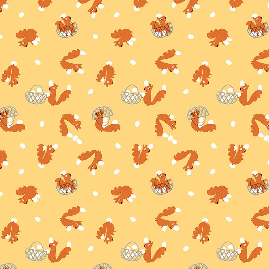Bok Bok Meow STELLA-DLW3705 AMBER Eggstra Squirrely Leezaworks Dear Stella Half Yard