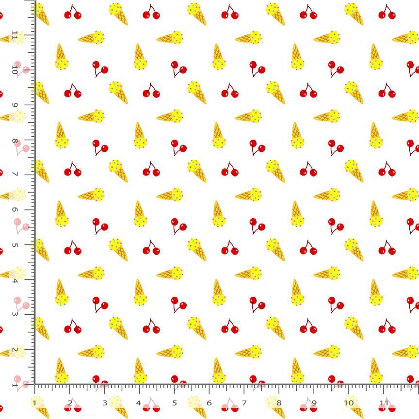 Scoops N’ Boops STELLA-DLW3896 WHITE Cherry Pawty Dear Stella Half Yard