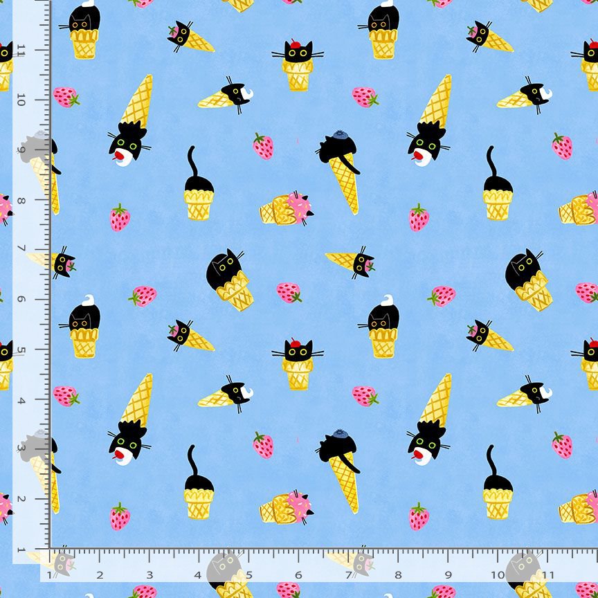 Scoops N’ Boops STELLA-DLW3897 CYAN Kitty Cones Dear Stella Half Yard