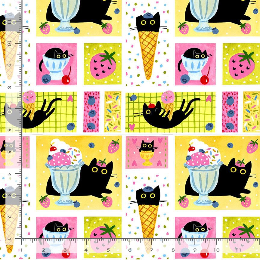 Scoops N’ Boops STELLA-DLW3898 WHITE Purrs & Sprinkles Dear Stella Half Yard