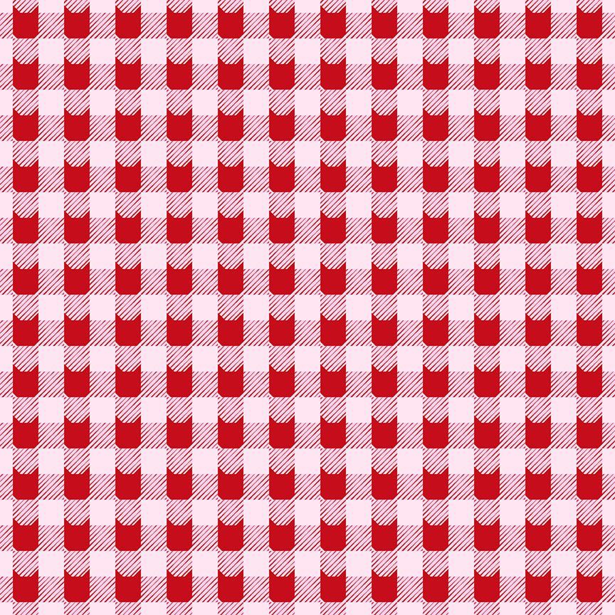 Catmas Carols Catstooth Blush Pammie Jane Dear Stella STELLA-DPJ3560 BLUSH Half Yard