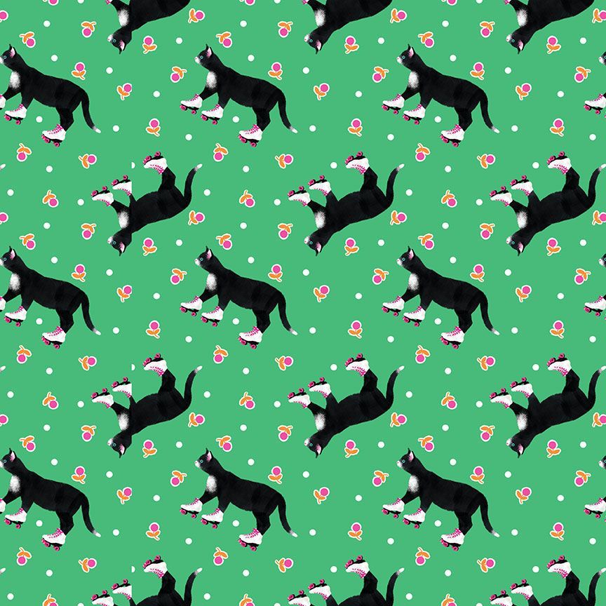 Purrfectly Vintage STELLA-DPJ3837 LEAF They See Me Rollin’ Dear Stella Half Yard
