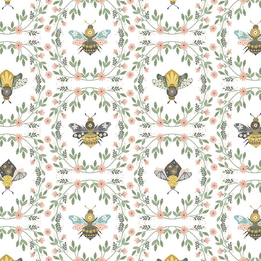 To Bee or Not to Bee Sting Like a Bee Dear Stella D3281 White 15 Yard Bolt