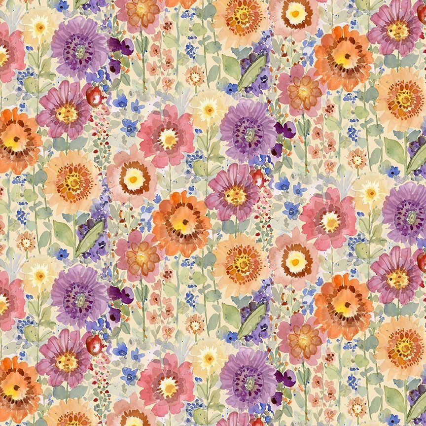 Secret Garden Farm Flowers Stella DCJ3244 Multi Dear Stella Half Yard