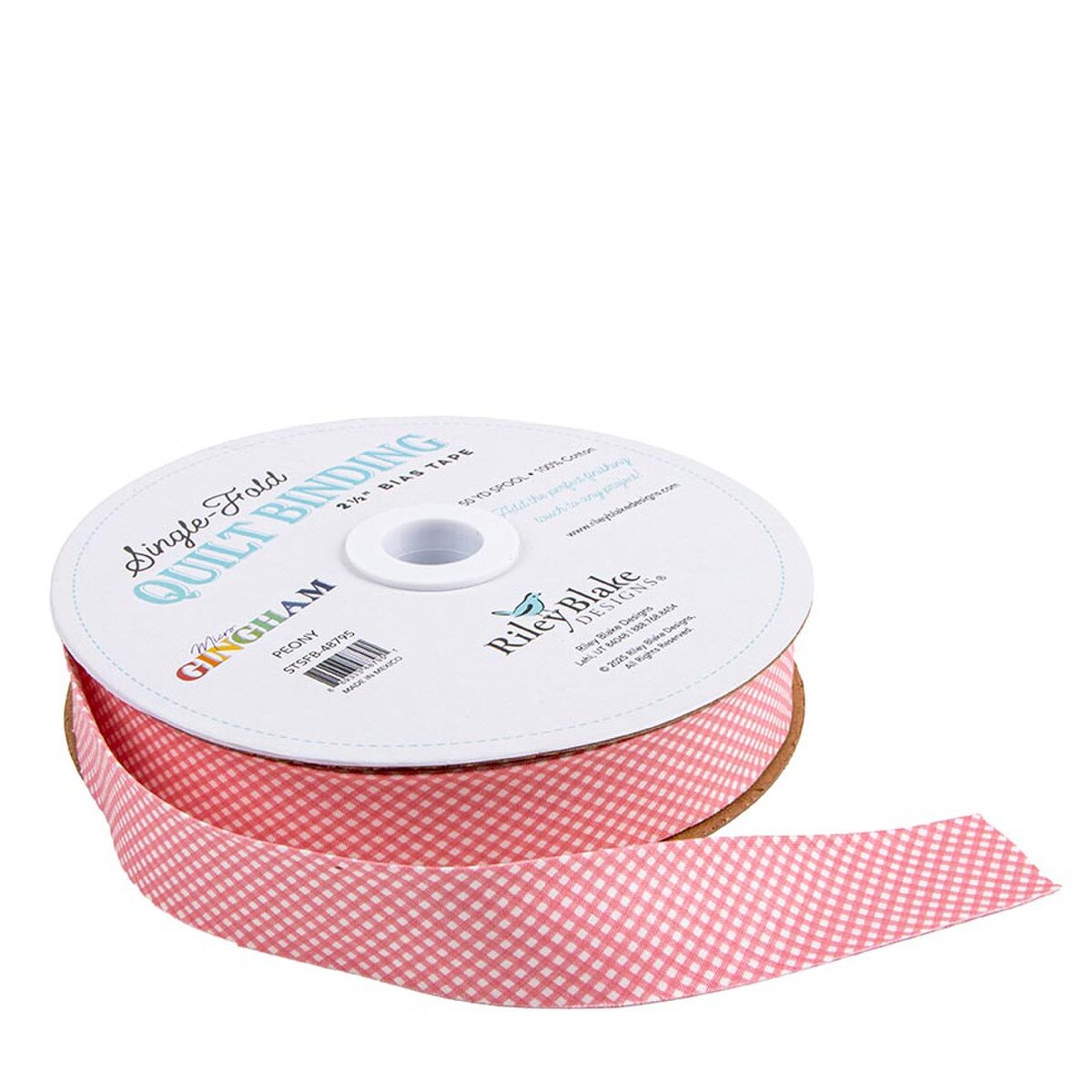 Riley Blake STSFB­-48795 Single-Fold Quilt Binding Micro Gingham Peony Yard