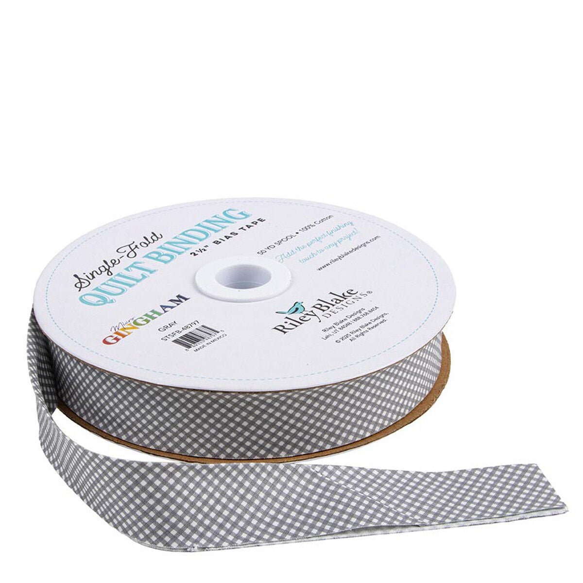 6 Yard Cut Single-Fold Quilt Binding Micro Gingham Gray