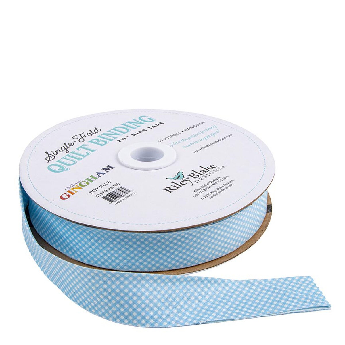 6 Yard Cut - Single-Fold Quilt Binding Micro Gingham Boy Blue