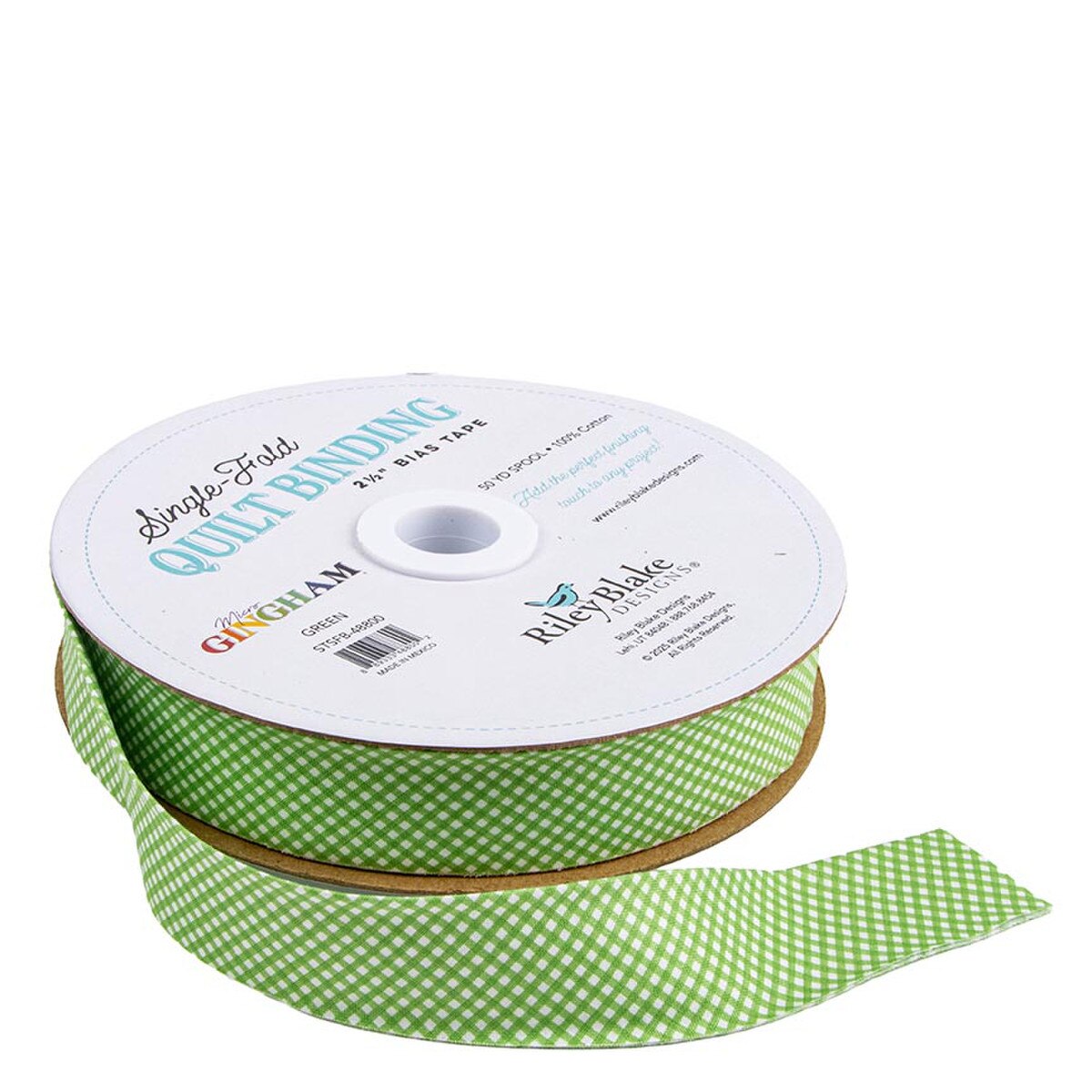 6 Yard Cut - Single-Fold Quilt Binding Micro Gingham Green