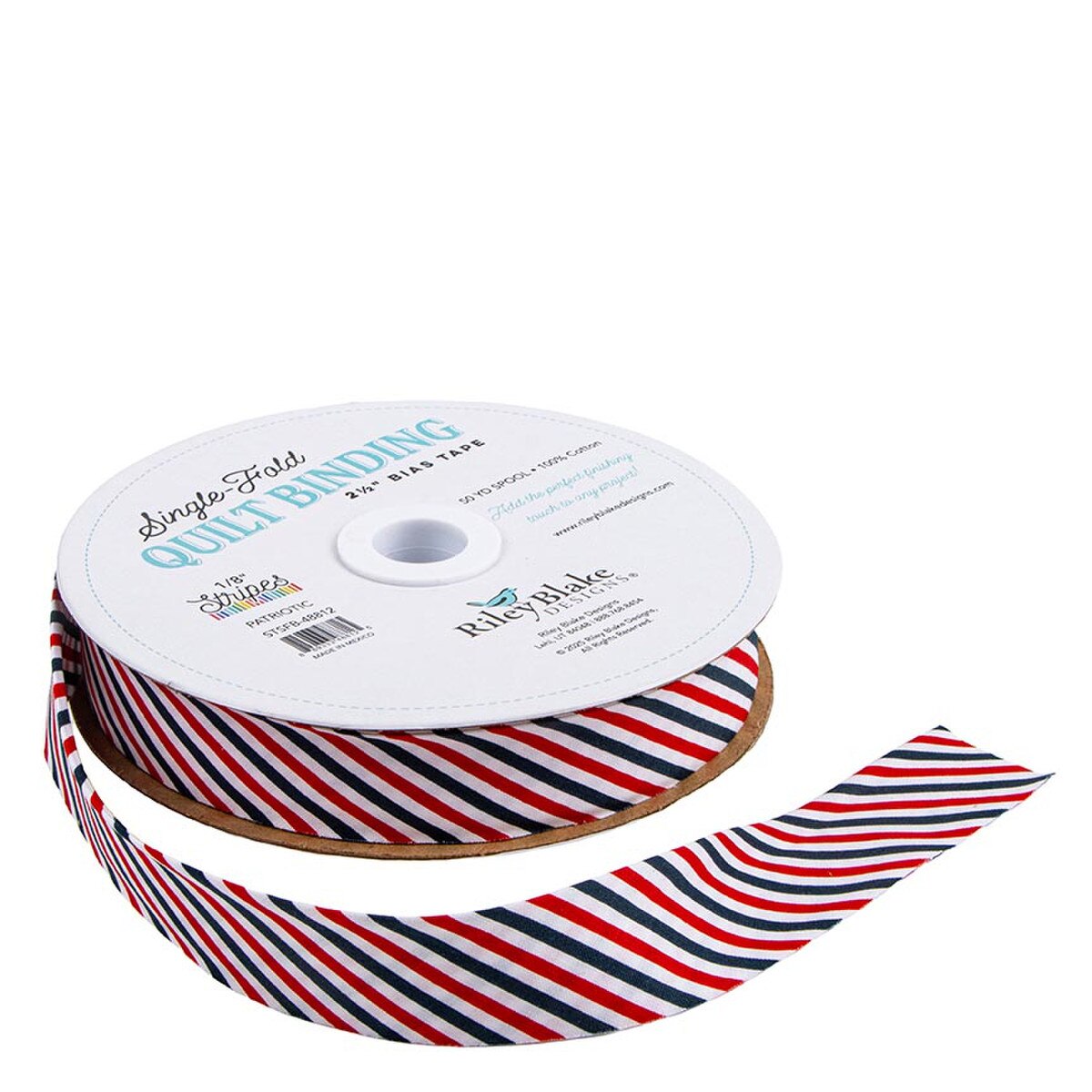 6 Yard Cut - Single-Fold Quilt Binding 1/8" Stripe Patriotic
