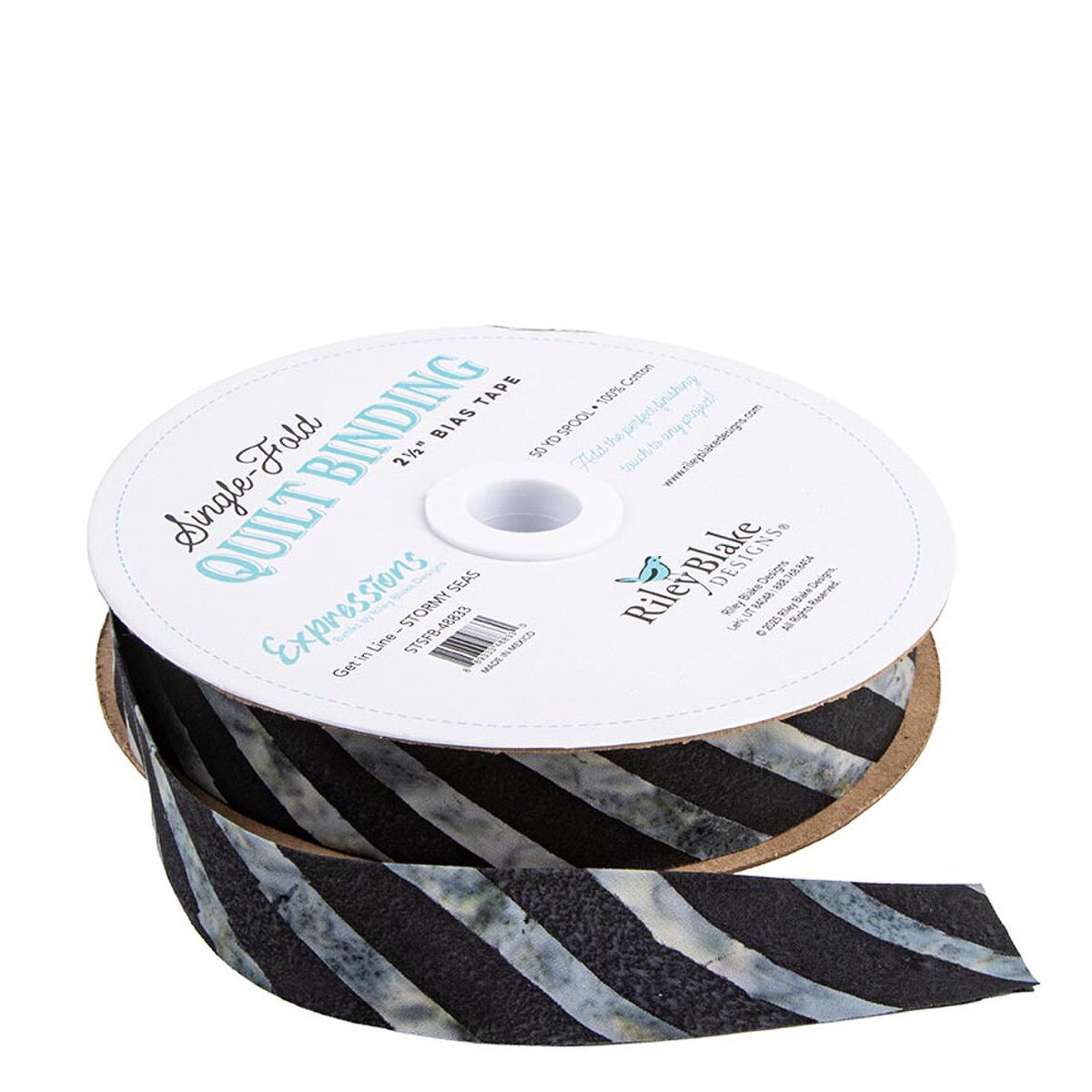 6 yd cut BATIK Single Fold Binding Tape Riley Blake STSFB-48833 Get in Line Stormy Seas