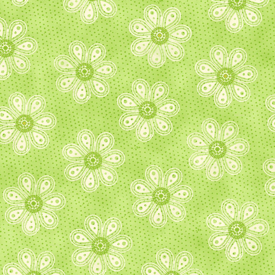CARROT PATCH  MONOTONE DAISY  GREEN STUDIO E FABRICS STU4465/66 HALF YARD