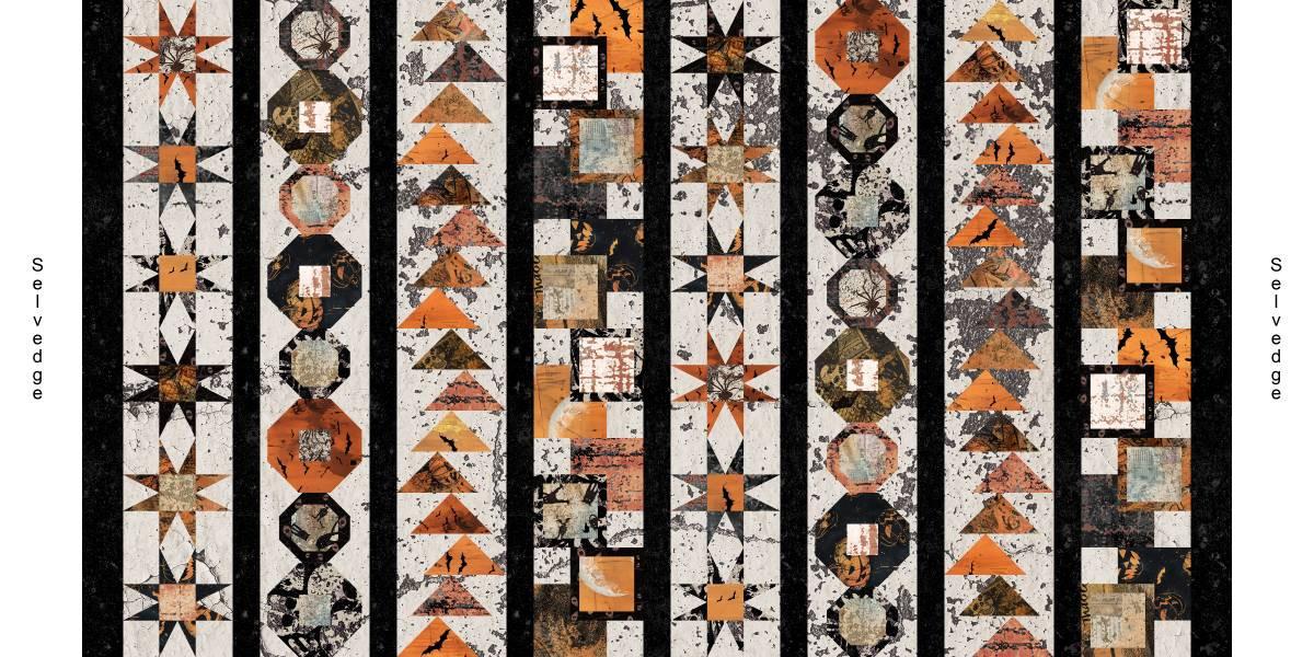 Scary Spice 8831S-34 Sepia Quilt Blocks Border Funny Girl Studio E Half Yard