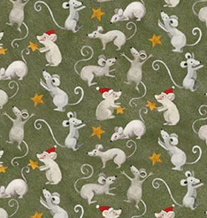 Northern Christmas Mice C17833-GREEN Riley Blake Half Yard