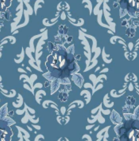 Lakeland Blues Rose Damask LB25805 Poppie Cotton Half Yard